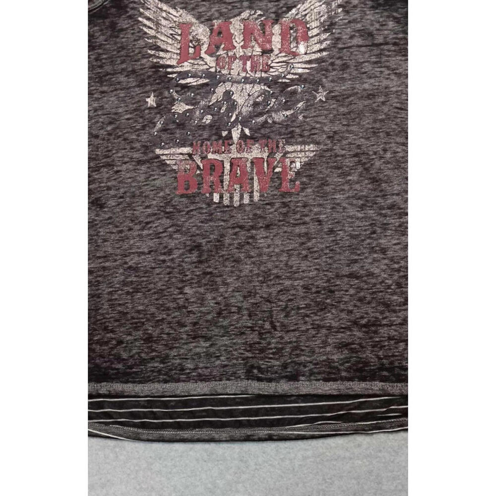 Maurices Burnout Sleeveless Top Womens Size S "Land Of The Free" Lace Patriotic - Picture 5 of 11